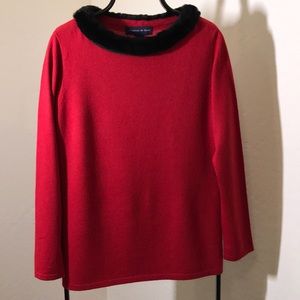 Preston & York Long Sleeve Sweater~Faux Fur Collar